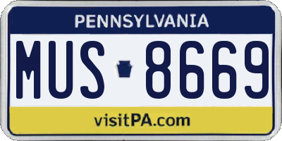 PA license plate MUS8669