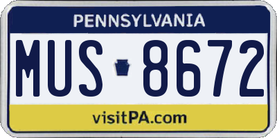 PA license plate MUS8672