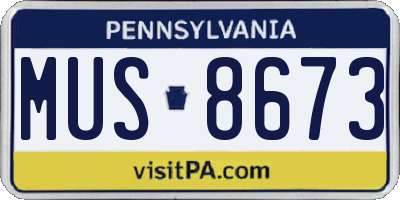 PA license plate MUS8673
