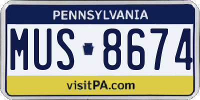 PA license plate MUS8674