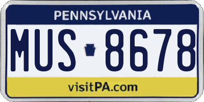PA license plate MUS8678