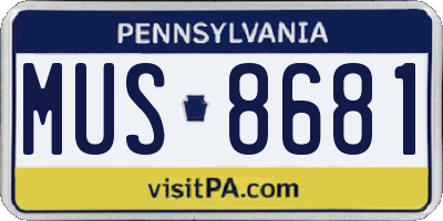PA license plate MUS8681