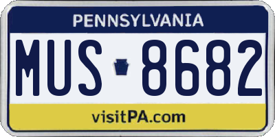PA license plate MUS8682
