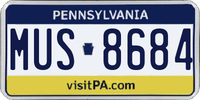 PA license plate MUS8684