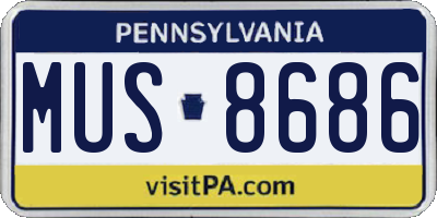 PA license plate MUS8686