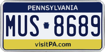 PA license plate MUS8689