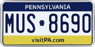 PA license plate MUS8690