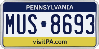 PA license plate MUS8693