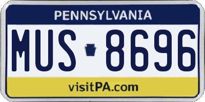 PA license plate MUS8696