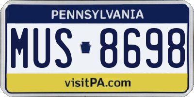 PA license plate MUS8698