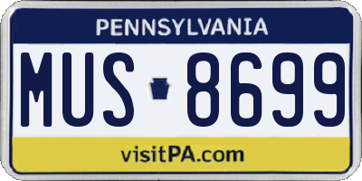 PA license plate MUS8699