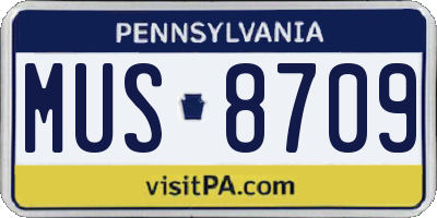 PA license plate MUS8709