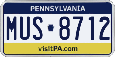 PA license plate MUS8712