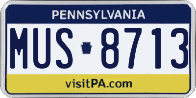 PA license plate MUS8713