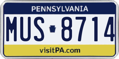 PA license plate MUS8714