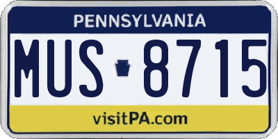 PA license plate MUS8715