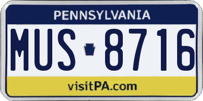PA license plate MUS8716