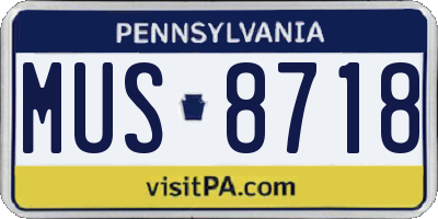 PA license plate MUS8718