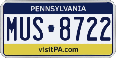 PA license plate MUS8722