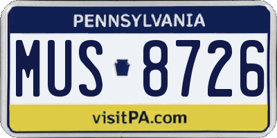 PA license plate MUS8726