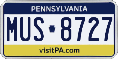 PA license plate MUS8727