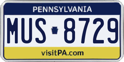 PA license plate MUS8729