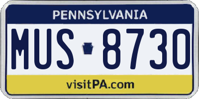 PA license plate MUS8730