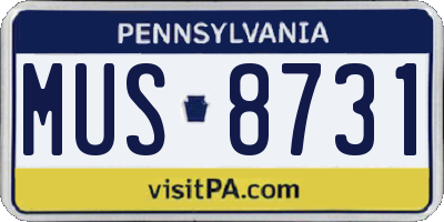 PA license plate MUS8731