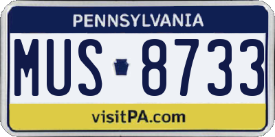 PA license plate MUS8733