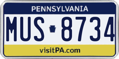 PA license plate MUS8734
