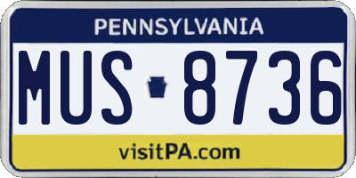 PA license plate MUS8736