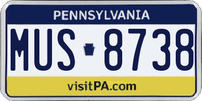 PA license plate MUS8738