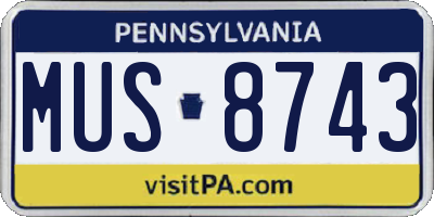 PA license plate MUS8743