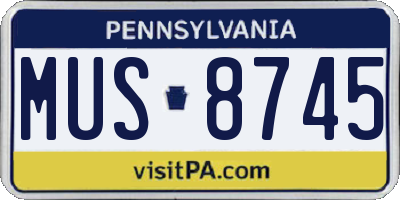 PA license plate MUS8745