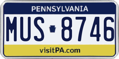 PA license plate MUS8746