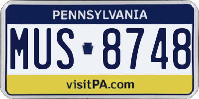 PA license plate MUS8748