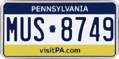 PA license plate MUS8749