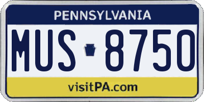 PA license plate MUS8750