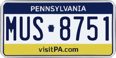 PA license plate MUS8751
