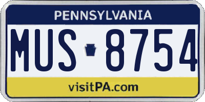 PA license plate MUS8754