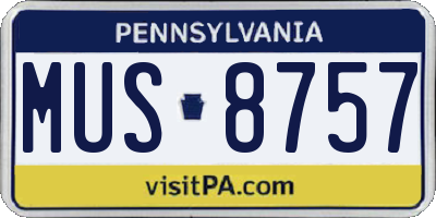PA license plate MUS8757