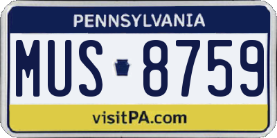 PA license plate MUS8759