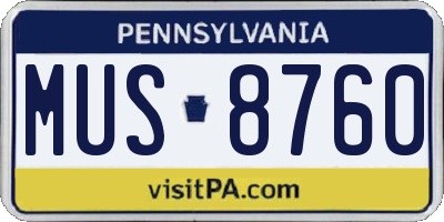 PA license plate MUS8760