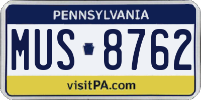 PA license plate MUS8762