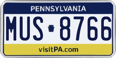 PA license plate MUS8766
