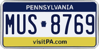 PA license plate MUS8769