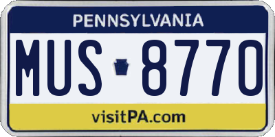 PA license plate MUS8770
