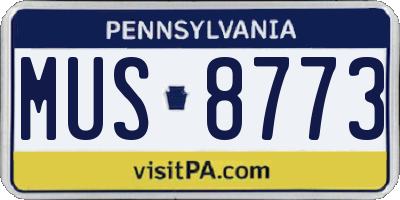 PA license plate MUS8773
