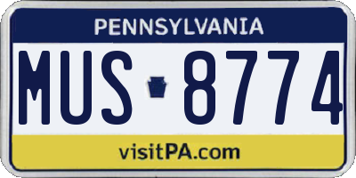 PA license plate MUS8774