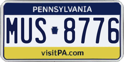 PA license plate MUS8776